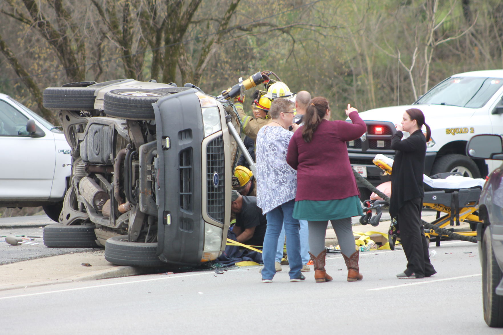 Overturned vehicle on Dinah Shore Boulevard